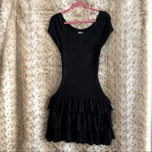 Black knit ruffle skater Rugby dress